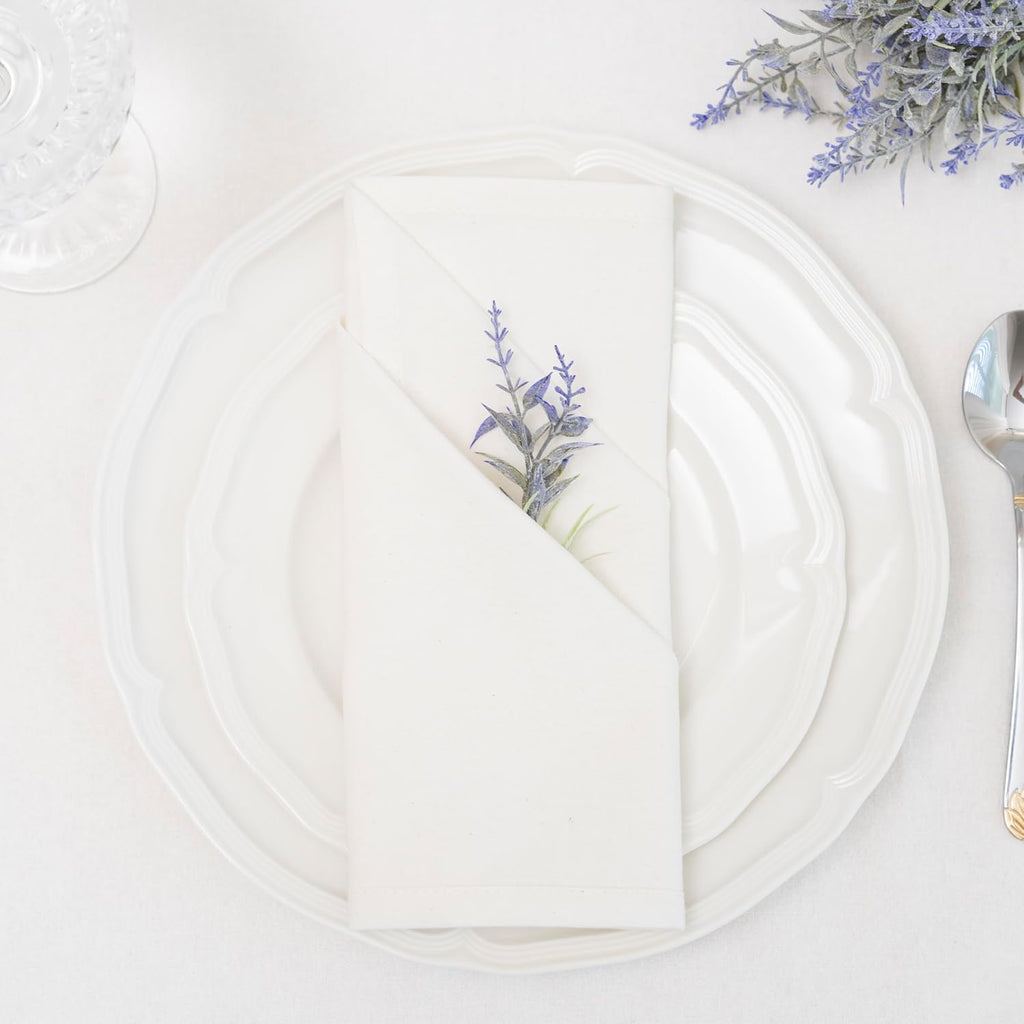 Reusable Cloth Dinner Napkins - 12 Pack, 18"x18", 100% Cotton, Washable, Ivory Napkins - Cream Flour Sack Cotton with