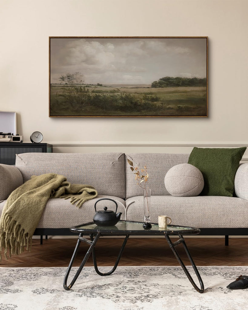 Extra Large Framed Vintage Wall Art, Living Room Country Farmhouse Decor, Wilderness Landscape Paintings, Canvas