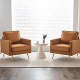 Modern Reading Chair — Cognac PU Leather