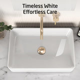 KES Bathroom Vessel Sink 20 Inch Above Counter Rectangular White Ceramic Countertop Sink for Cabinet Lavatory Vanity