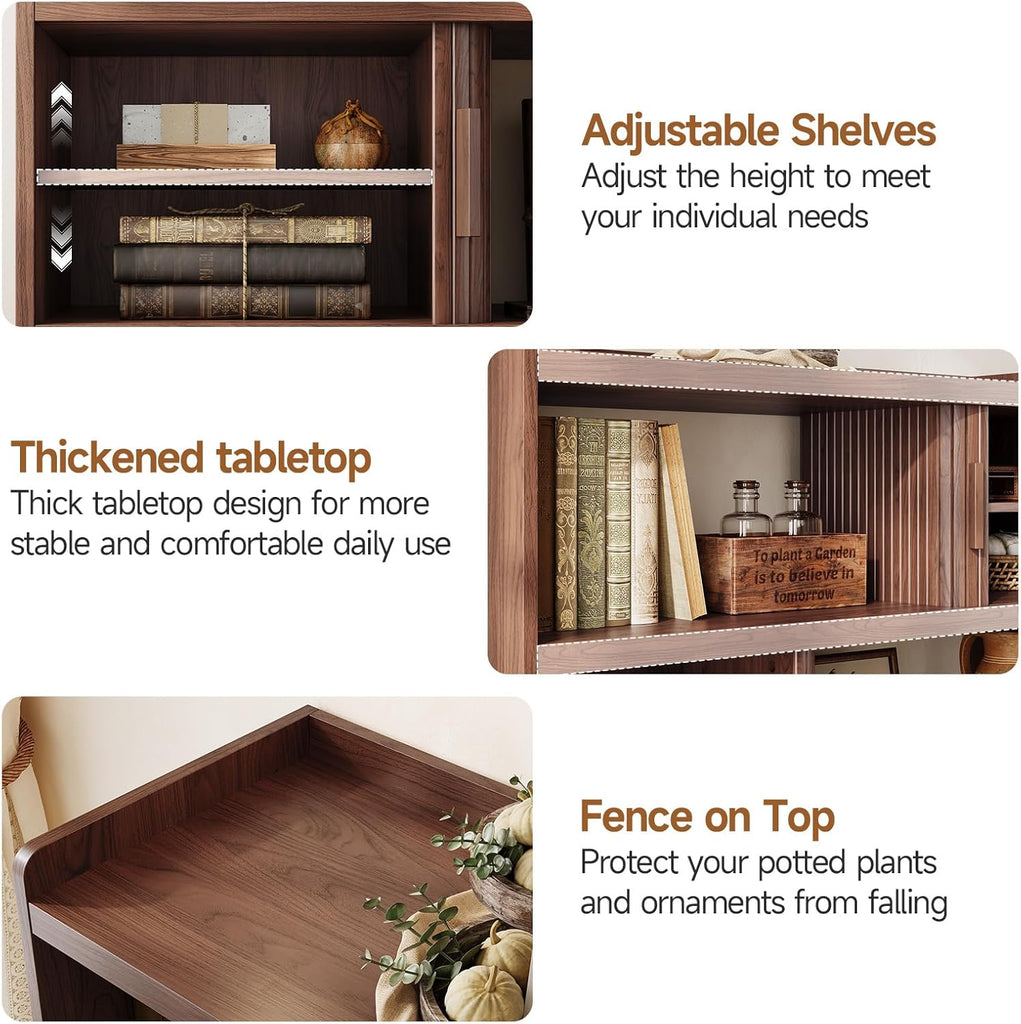 44" Sideboard Buffet Cabinet with Outlet & 2 Open Storage Spaces