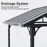 8'x 5' Hardtop Grill Gazebo, Outdoor BBQ Gazebo Metal Roof Canopy with 2 Metal Side Shelves & 5 Tool Hooks for