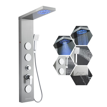 LED Shower Panel - Full Body Shower Tower Brushed