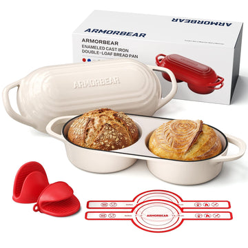 Mini Double Dutch Oven for Sourdough, Enameled Cast Iron Bread Pan, White