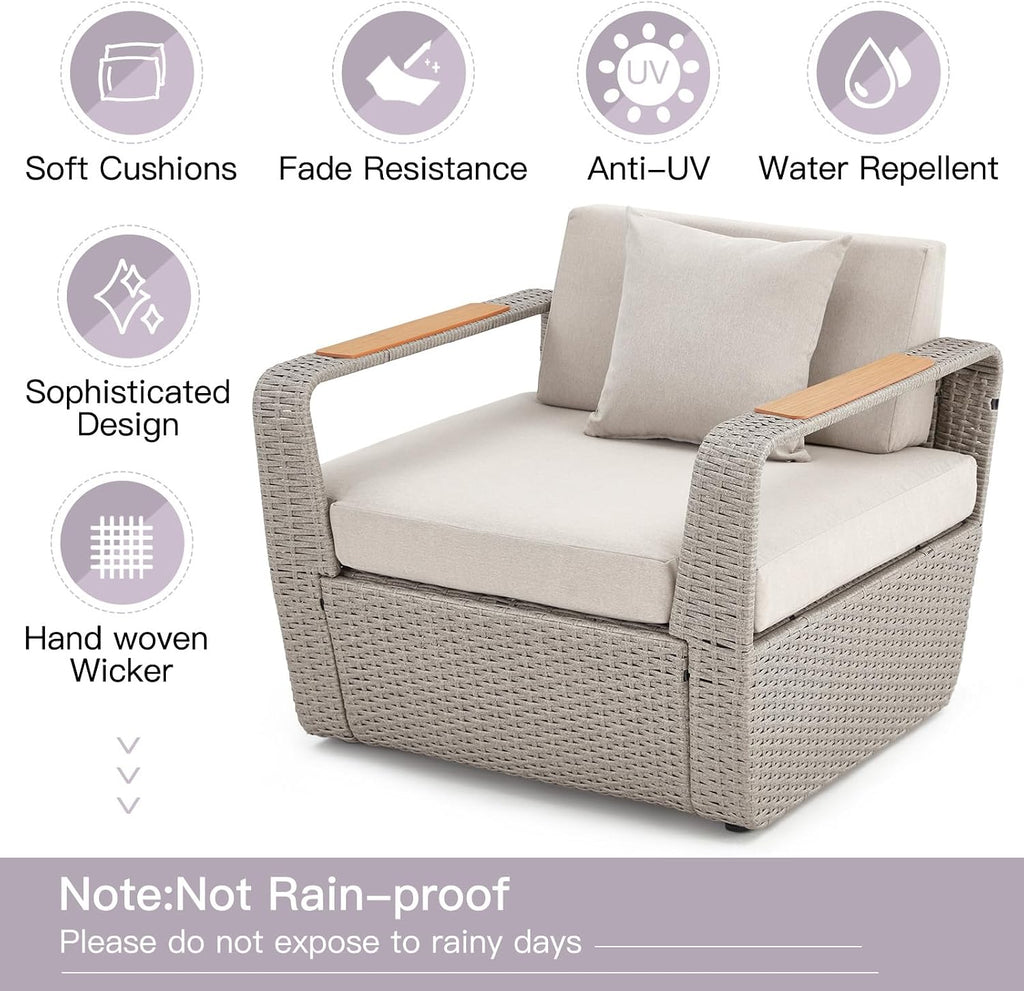 Patio Furniture Set, Oversized 7-Seat Outdoor Sectional with Ottoman and Coffee Table, Wicker Rattan Patio Sofa Set