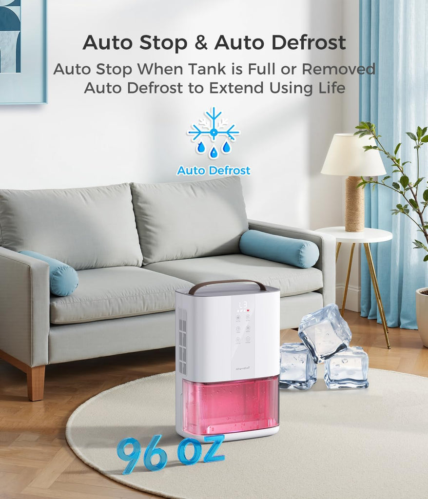 Large Dehumidifiers for Home, 96oz Dehumidifier for Bathroom with Auto Shut-off Auto Defrost
