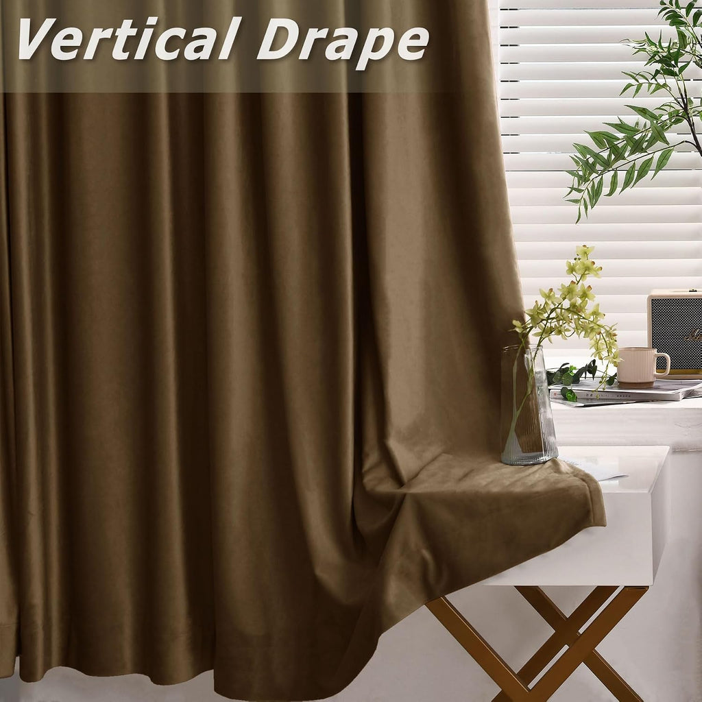 Velvet Curtains Blackout Curtains Thermal Insulated Window Panels Pinch Pleat Curtains for Traverse Rod and Track
