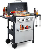 4-Burner Propane Gas Grill, 34,200 BTU BBQ Grill with Stainless Steel Control Panel, Temperature Gauge and Porcelain Cooking Grates