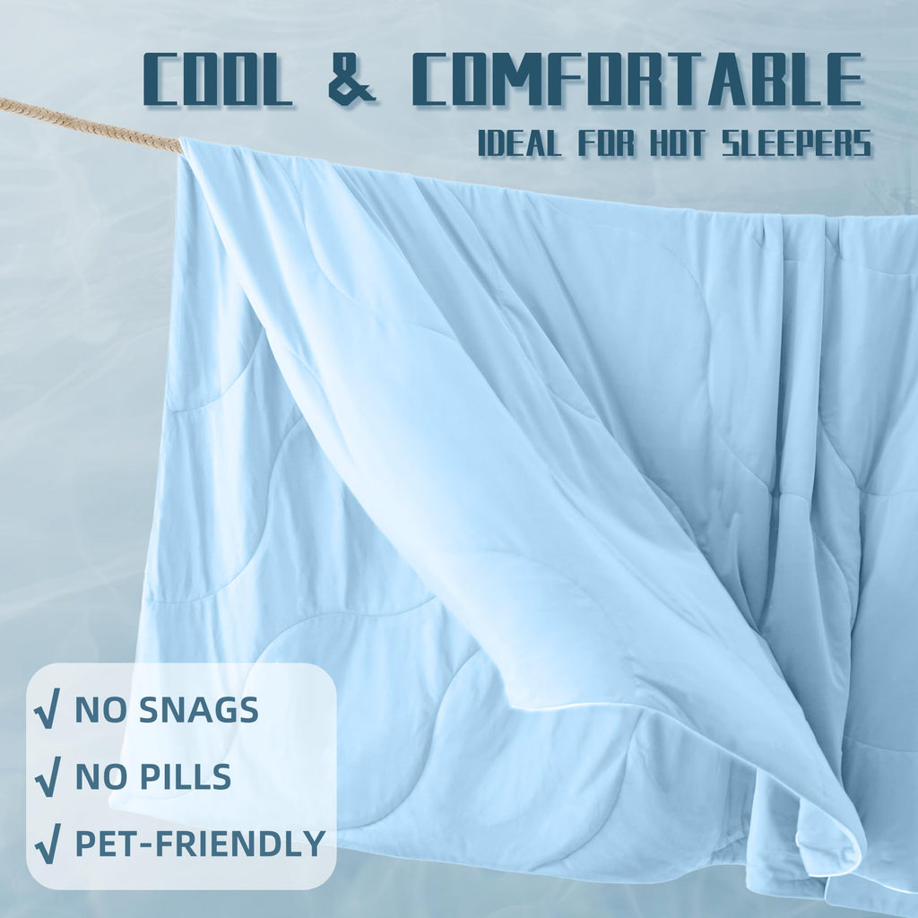 Cooling Comforter Twin Size, Blue Cooling Blanket for Hot Sleeper