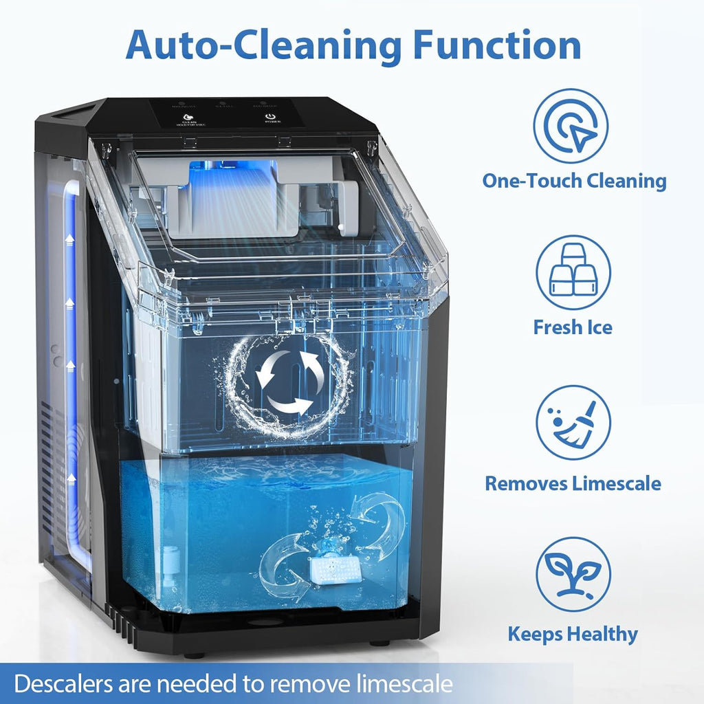 Nugget Ice Maker Countertop, 55lbs/Day, Rapid Ice Release in 5 Mins, Large Capacity Chewable Ice Maker, Self-Cleaning