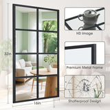 Wall Mirror 16" x 32", Set of 2 Rectangle Window Pane Decorative Mirrors, Metal Framed Wall Mounted Mirror