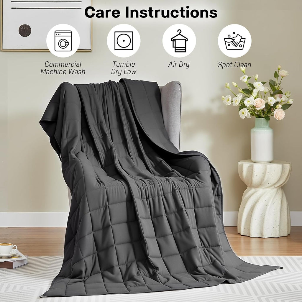 Weighted Blanket for Adults 15lbs, 48"x72", Twin Size Soft Cooling Weighted Blanket for 125-180lbs, Breathable Heavy