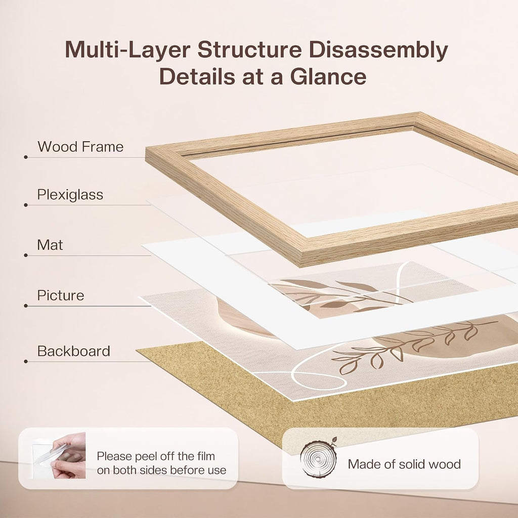 Solid Wood 24x36 Poster Frame, Gallery Wall Frame Set of 4, Natural