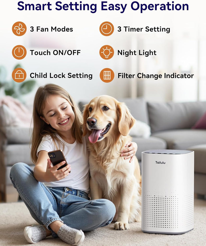 Air Purifiers for Home Large Room up to 1500ft², H13 True HEPA Air Purifier for Pets Dust Odor Smoke