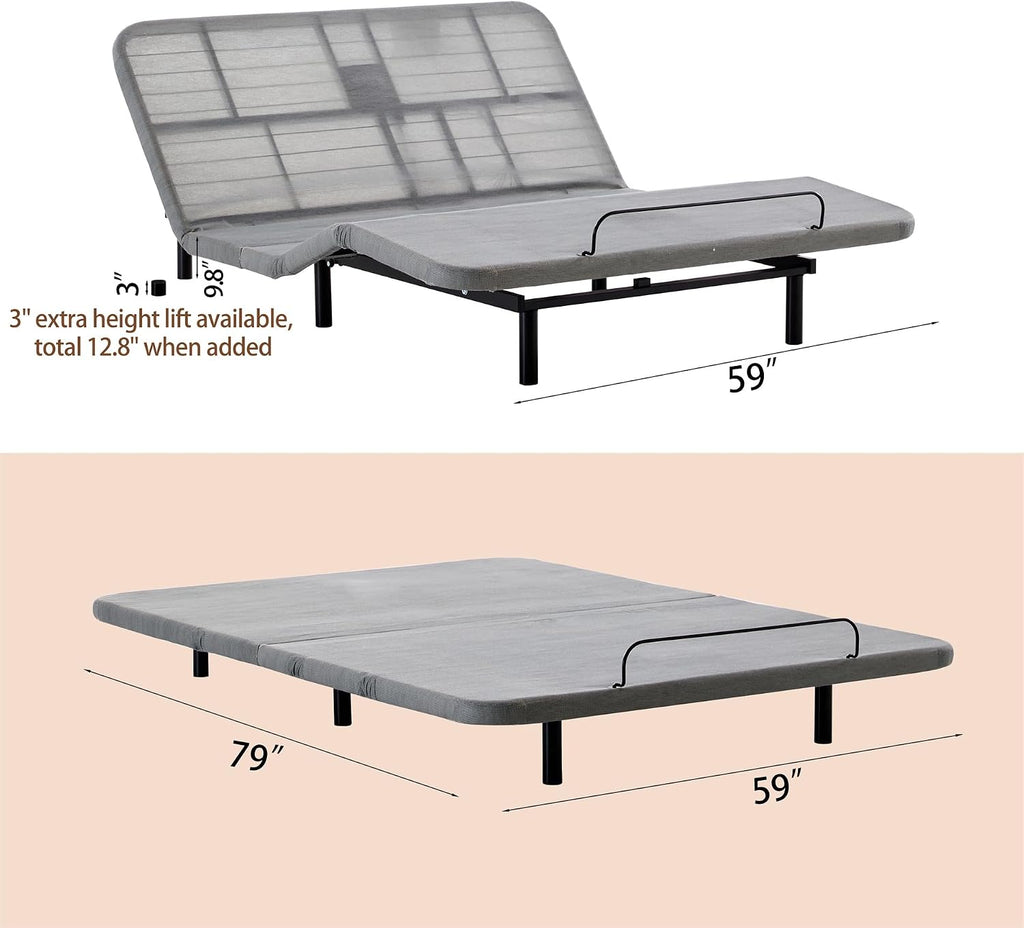 Queen Adjustable Bed Frame Base with Head & Foot Incline 750lbs Capacity