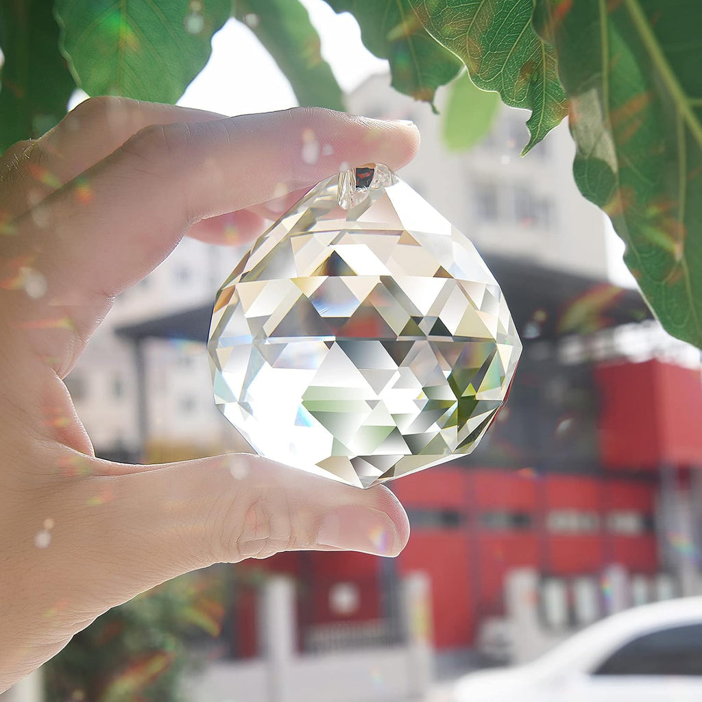 2 Pack Crystal Ball Prism Sun Shine Catcher Rainbow Pendants Maker, Hanging Crystals Prisms for Windows