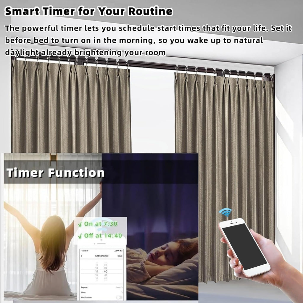Electric Curtain Track, Retractable Motorized Curtains Rod From 7-13.78ft, Automatic Curtain Opener with