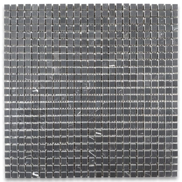 Nero Marquina Black Marble 3/8x3/8 Square Mosaic Tile Honed Kitchen Bath Wall Floor Backsplash Shower (1 Sheet)