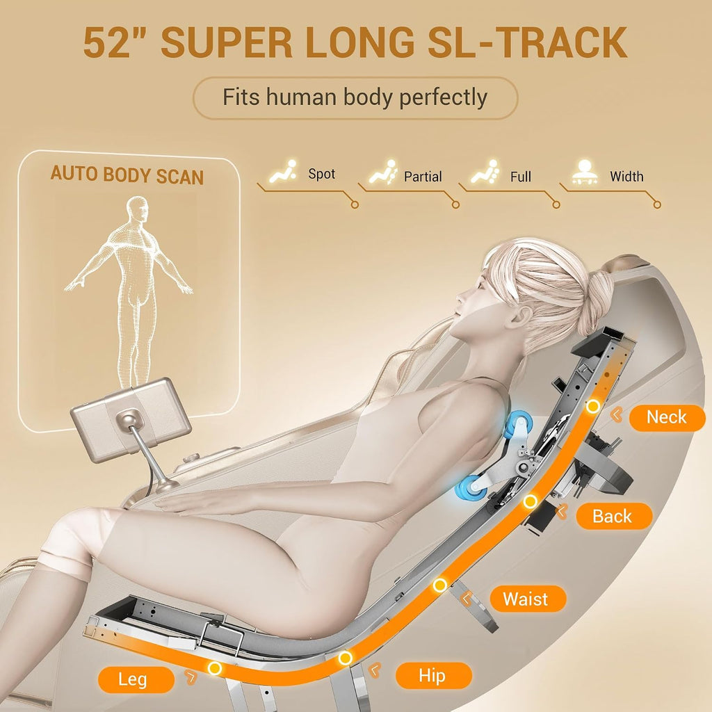 Massage Chair Full Body with Heat, Zero Gravity SL-Track 3D Massage Chairs with Thai Stretching, 12 Modes,12 Massage