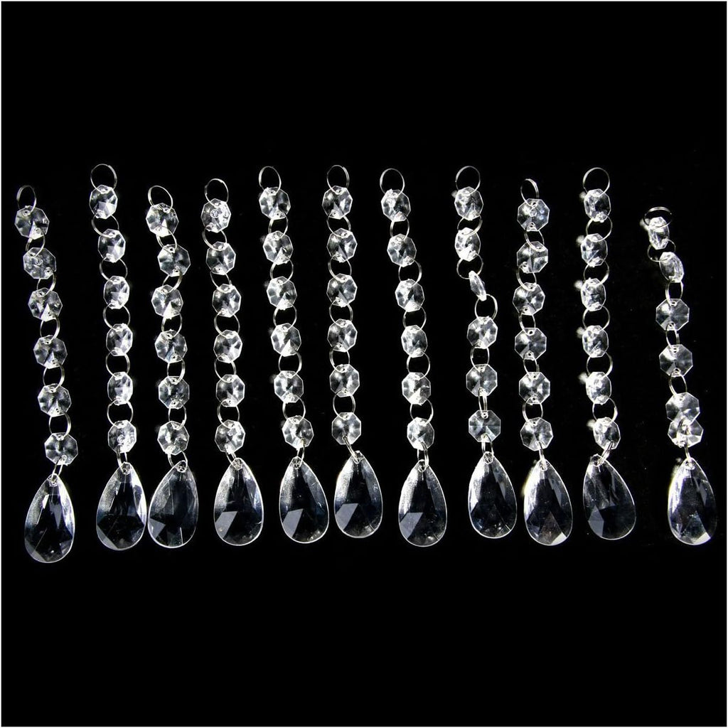 30PCS Clear Acrylic Crystal Ornament Beads Garland Chandelier Hanging Crystals for Wedding Party Celebration