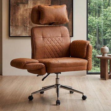 Big and Tall - Criss Cross Leather High Back Executive with Armrests & Wheels, Ergonomic Computer Gaming Desk Chair