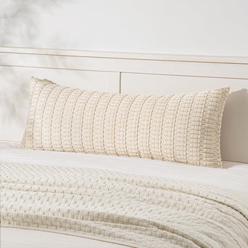 Pack of 1 Cream White Long Body Lumbar Decorative Throw Pillow Cover 14x36 Inch