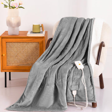 Heated Blanket Throw 50" x 60", Soft Electric Blanket, Gray