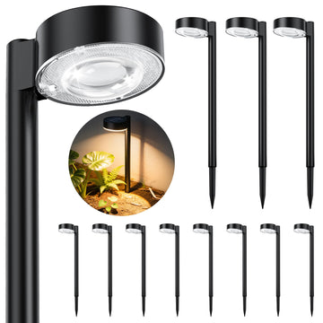 12 Pack Solar Pathway Lights Outdoor, Solar Powered Landscape Path Light with Larger LED Lens, Brighter Up to 12 Hrs