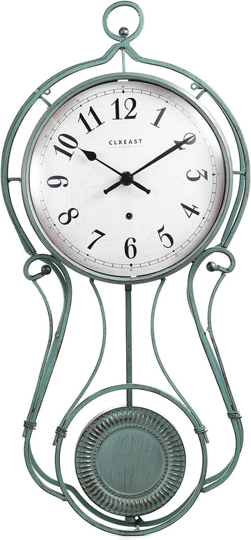 20 Inch Metal Pendulum Wall Clock Battery Operated,Large Schoolhouse Wall Clocks for Living Room Decor,Antique