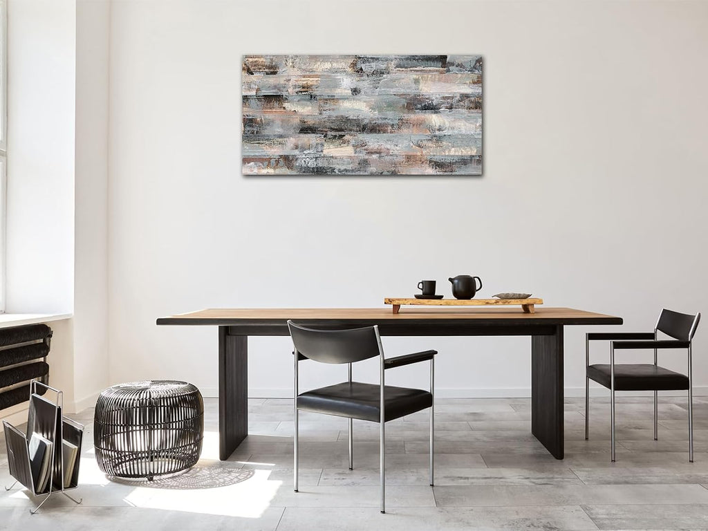 Gray Abstract Canvas Wall Art - Grey Brown Picture for Wall Decor Fabric Of Time Canvas Painting Abstract Prints