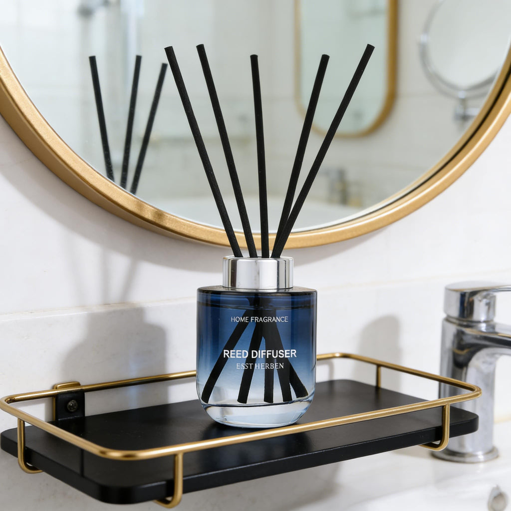 Reed Diffuser Set, 5.07oz(150ml) Vanilla Scented Diffuser Oils with 6 Diffuser Sticks Bathroom Shelf Decor & Air