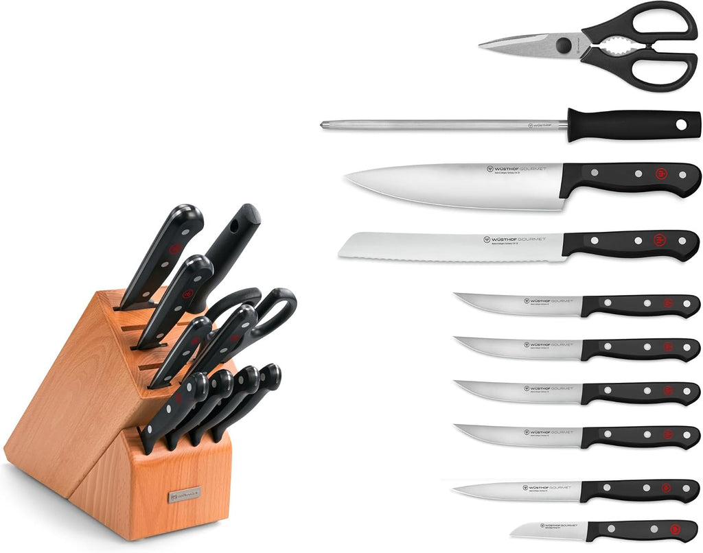 Gourmet 11-Piece Knife Block Set, Beech Wood