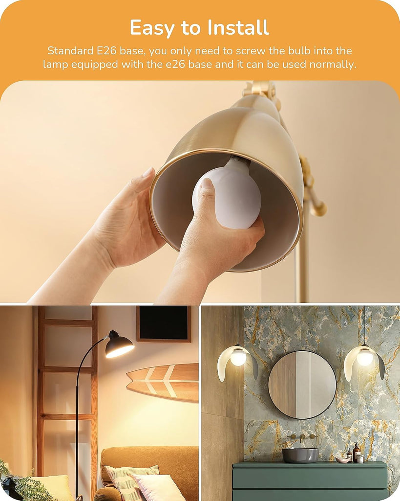 Vanity Light Bulbs, G25 LED Bathroom Light Bulbs, Globe 25 Watt Equivalent Light Bulb, CRI90+ 2700K Warm White 450LM (8 Pack)