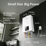 Natural Gas Tankless Water Heater Indoor, HeatRova 4.3 GPM 102, 000 BTU, Instant Hot Water, Constant Temperature