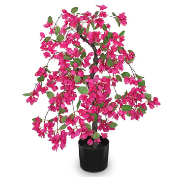 Artificial Bougainvillea Plant in Black Pot 29.5" Tall Faux Silk Bougainvillea Floral Tree Tropical Fake