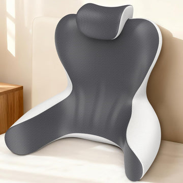 22" XL Reading Pillow Sitting in Bed,Back Support & Armrests(Grey&DarkGrey)