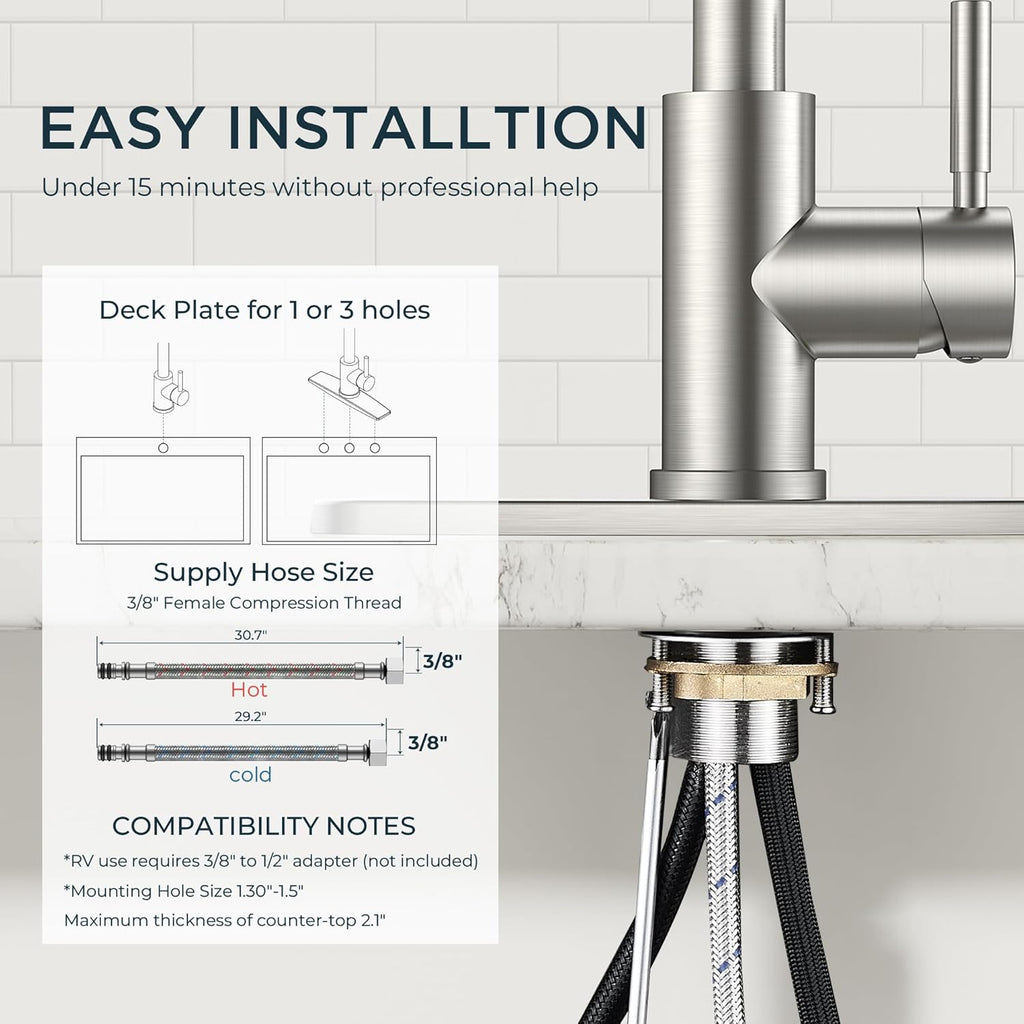 Kitchen Faucet with Pull Down Sprayer Brushed Nickel