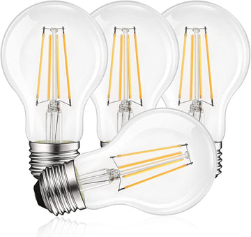 Vintage A19 LED Light Bulbs 60W Equivalent, 3000K Soft White Dimmable, 800 Lumens, Standard LED Edison Bulb 8W, UL (4 Pack)