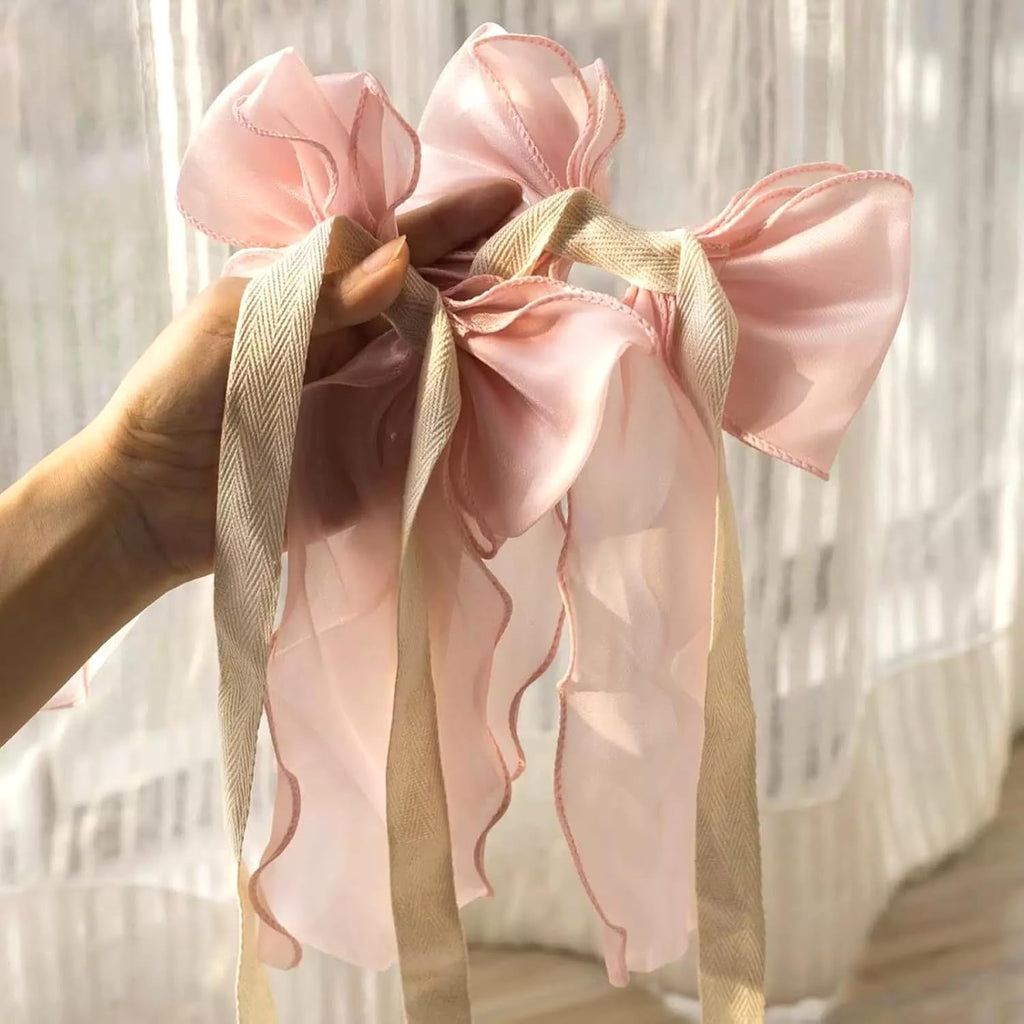 2 Pack French Silky Bow Curtain Tiebacks, Elegant Lace Ribbon for Curtains Decorative Rope Accessories Home Décor
