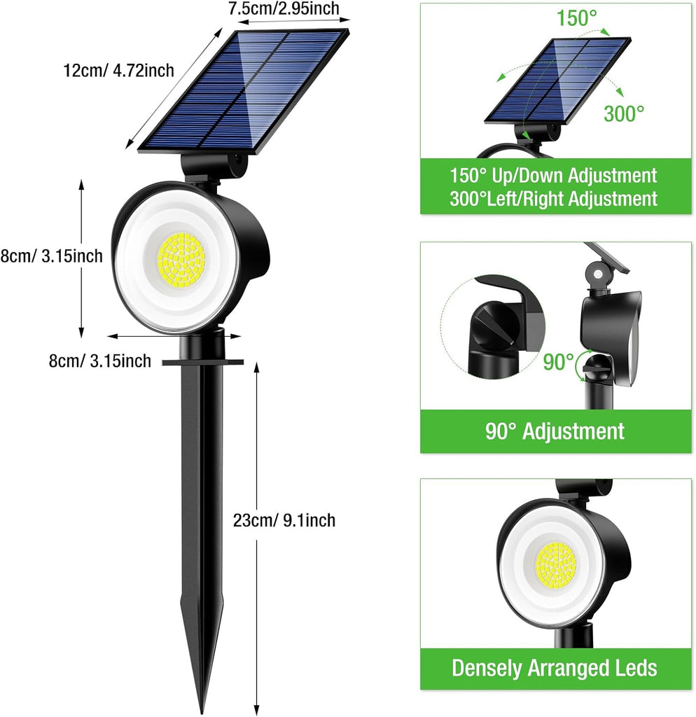 Solar Spot Lights Outdoor Waterproof, Landscape Spotlights | Warm White, 4 Pack/53 LED/3 Modes, Adjustable Solar