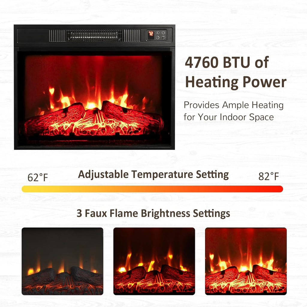 72" Electric Fireplace with Mantel and Cabinets, Fireplace TV Stand for Living Room Bedroom, Stacked Stone Surround