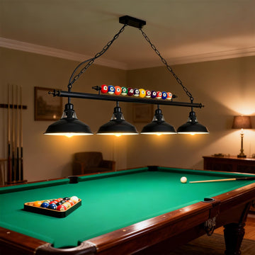 4 Lights Adjustable Pool Table Light for 7'-8' Billiard Tables, Hanging Pool Table Lighting Fixture, Billiard Pendant