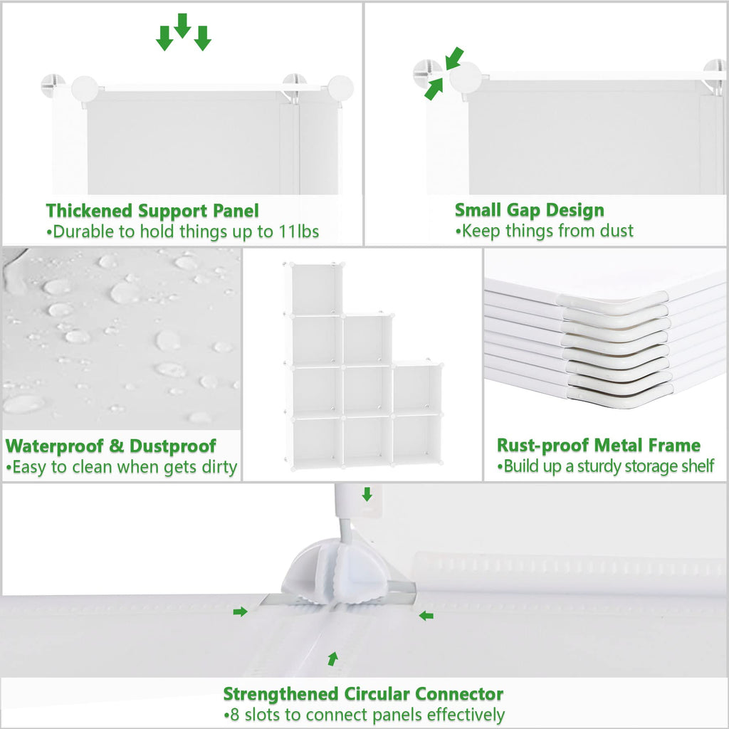 Cube Storage Organizer, 9-Cube Bookcase, Closet Cabinet Milky