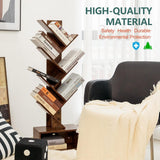 Tree Bookshelf - 6 Shelf Retro Floor Standing Bookcase, Tall Wood Book Storage Rack for CDs/Movies/Books