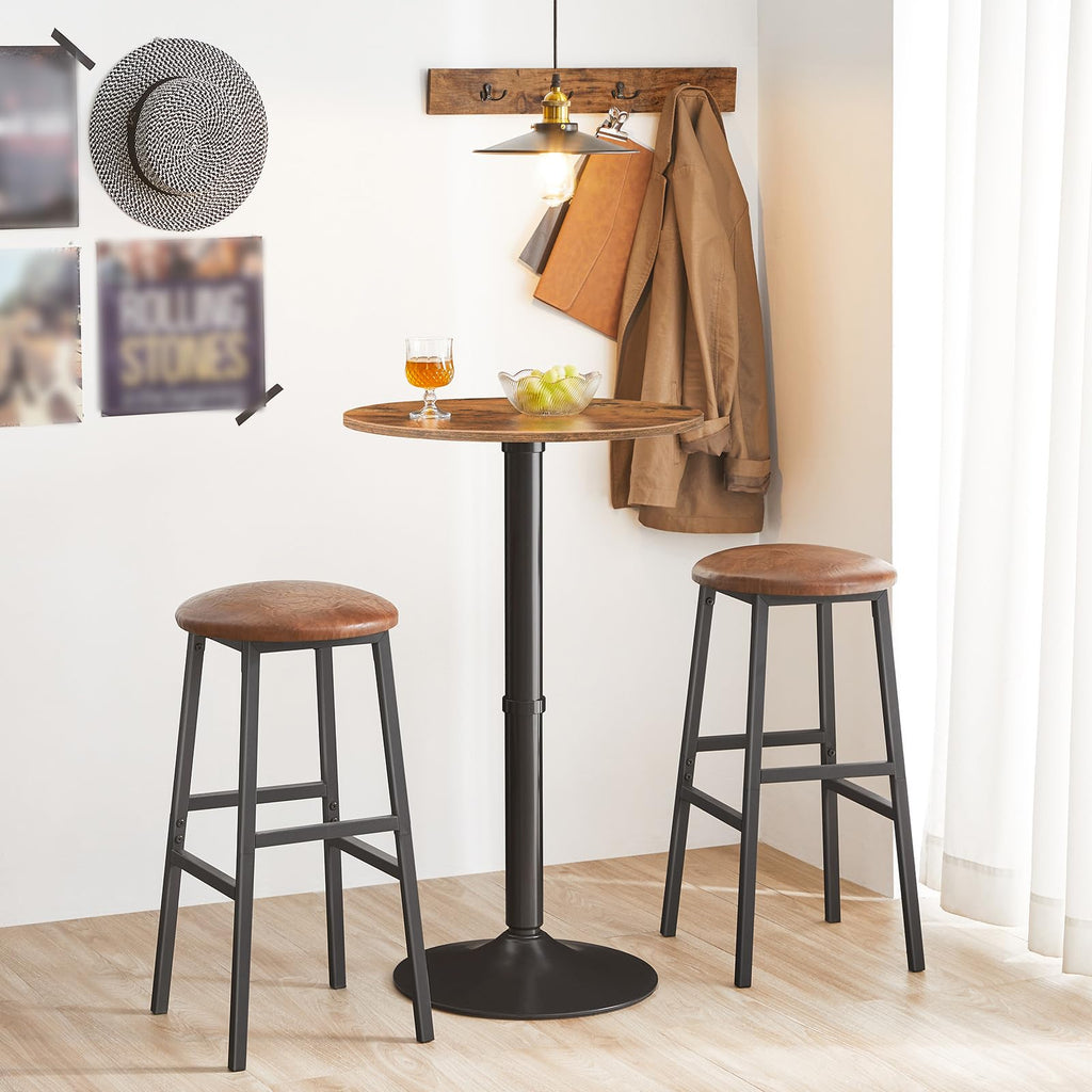 Round Bar Table, 35" Tall Pub Table, Cocktail Table with Base for Narrow Space, Bar Height Table, Easy to Assemble