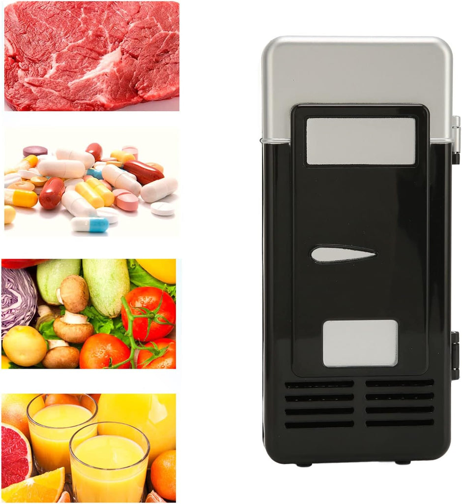 Mini USB Fridge Cooler Beverage Drink Cans Cooler Warmer Refrigerator for Laptop Bedroom, Portable Cold Fridge for Soda Single Can Cooler Red USB Powered Retro Fridge Desk Office