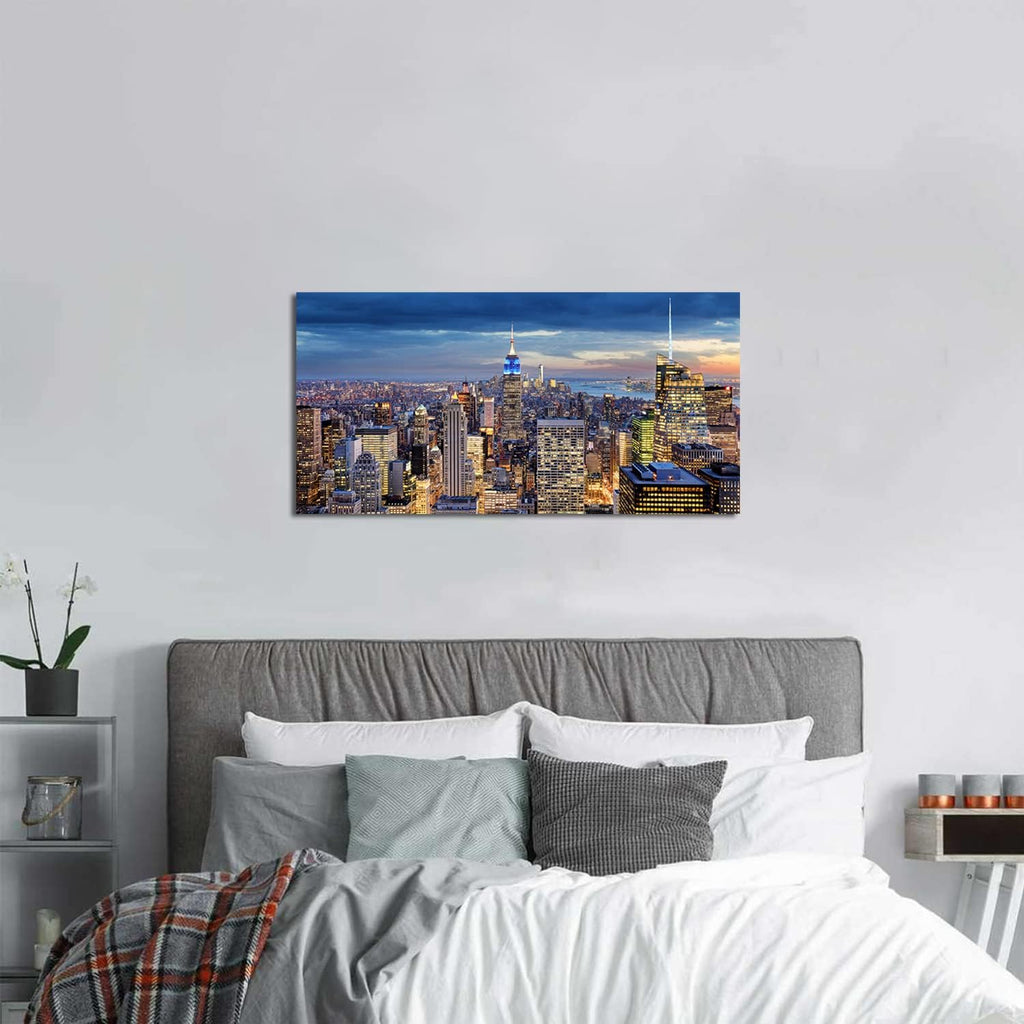 New York City Wall Art NYC Skyline Pictures Wall Decor Living Room Manhattan Skyline Poster Modern Skyscraper Canvas