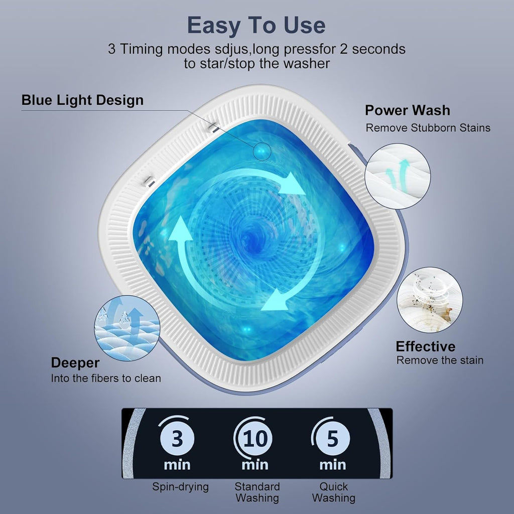 Portable Washing Machine, 12L Upgraded Mini Washing Machine With Spin Basket, Foldable Washer Cleaning for Underwear