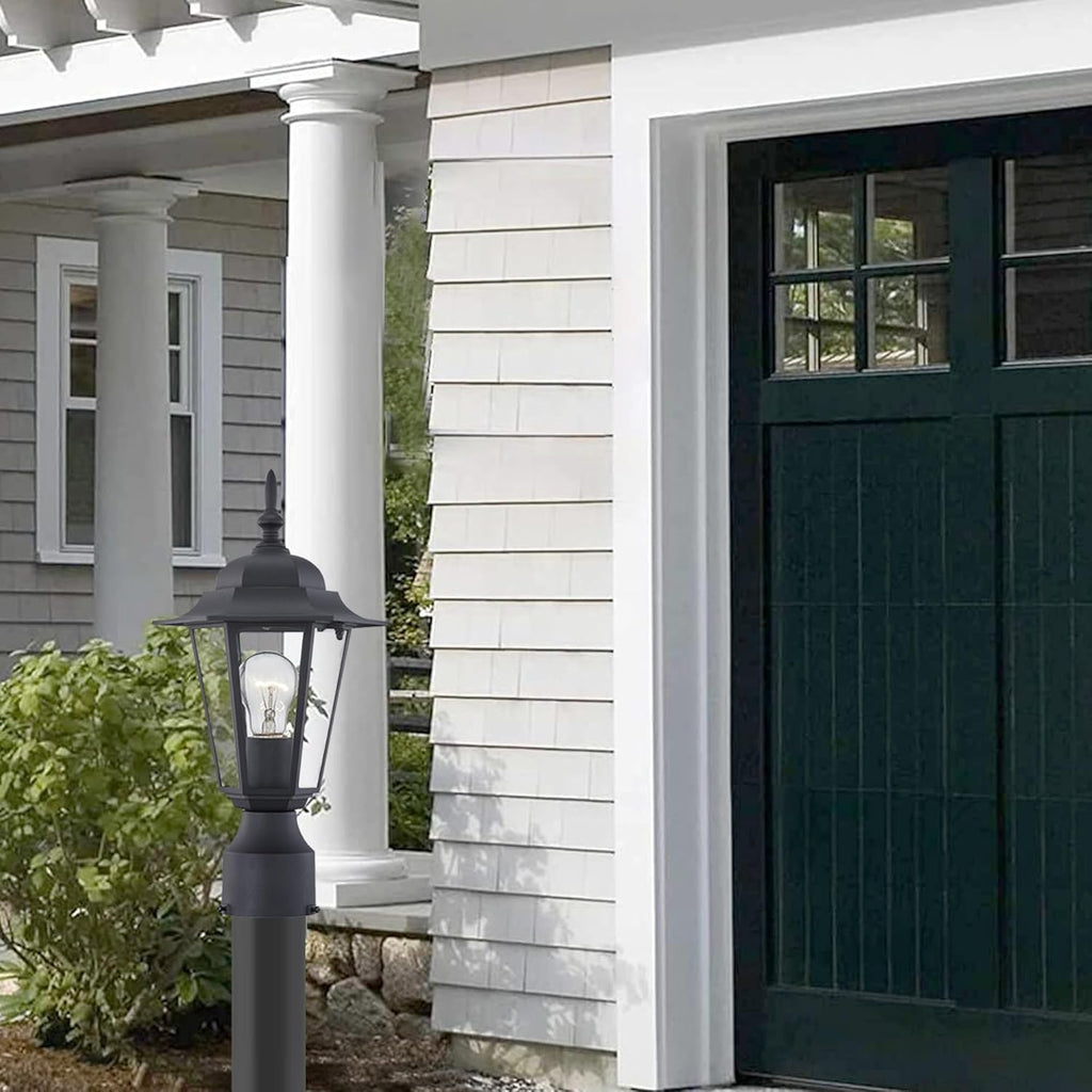 Outdoor Post Light, Pole Lantern, E26 Base 60W Max, Aluminum Housing Plus Glass, Wet Location Rated, ETL Qualified