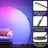 RGB Floor Lamp with 3 Color Temperatures, Ultra Bright 1800LM Smart Arc LED Floor Lamp with Remote Control, Music Sync